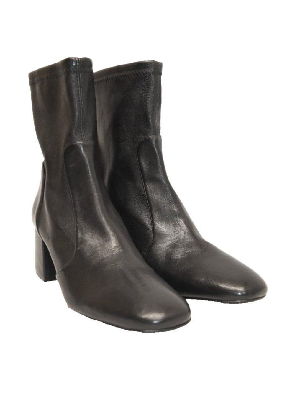 $850 STUART WEITZMAN SQUARE TOE STRETCH LEATHER SOCK BOOTIES black 11 B (PD20)